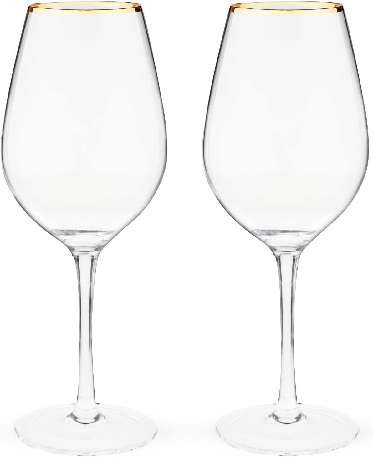 Twine Gilded Stemmed Wine Glasses (Set of 2)