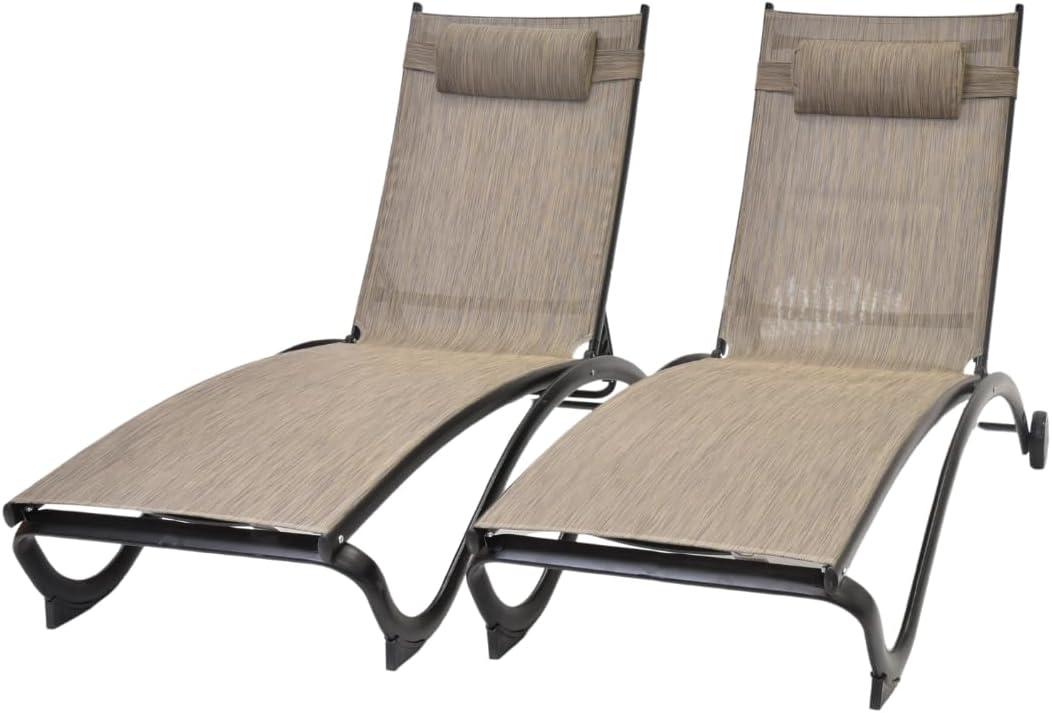 Vivere aluminum Glendale Lounger Set Made with Premium Phifertex Outdoor Fabric ( 330 lb Capacity) Granite