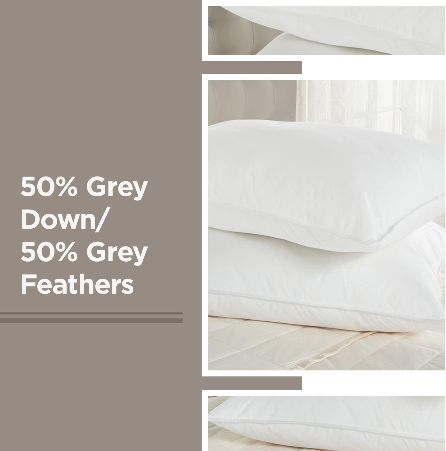 Standard White Feather Down Hypoallergenic Pillow