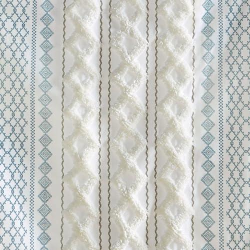 Imani Cotton Printed Curtain Panel with Chenille Stripe and Lining