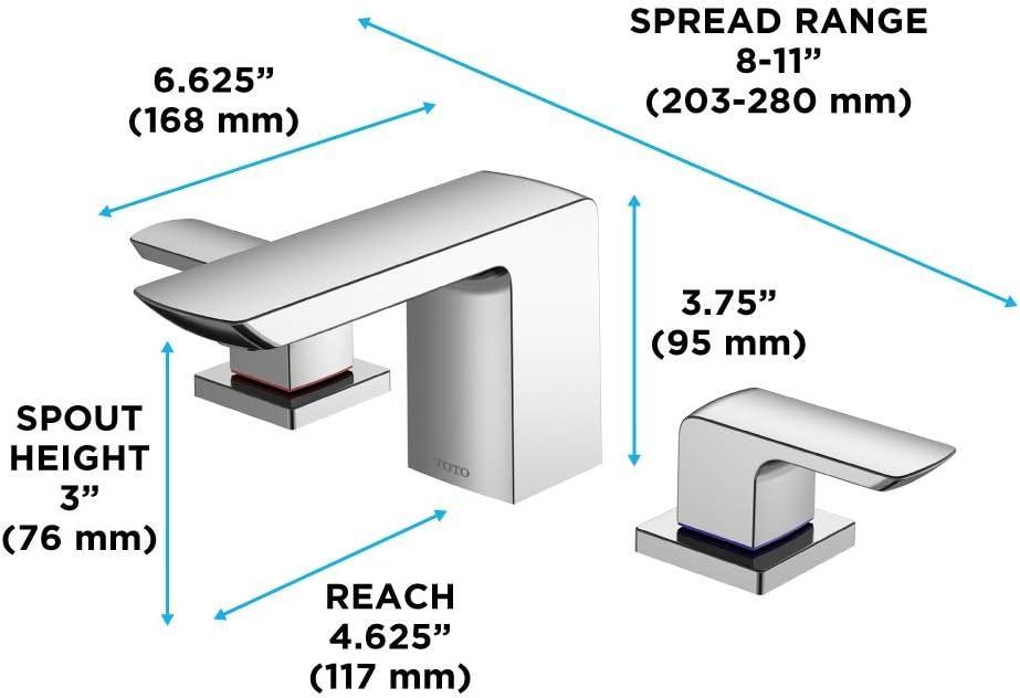 Elegant Polished Nickel 11 7/8" Widespread Modern Bathroom Faucet