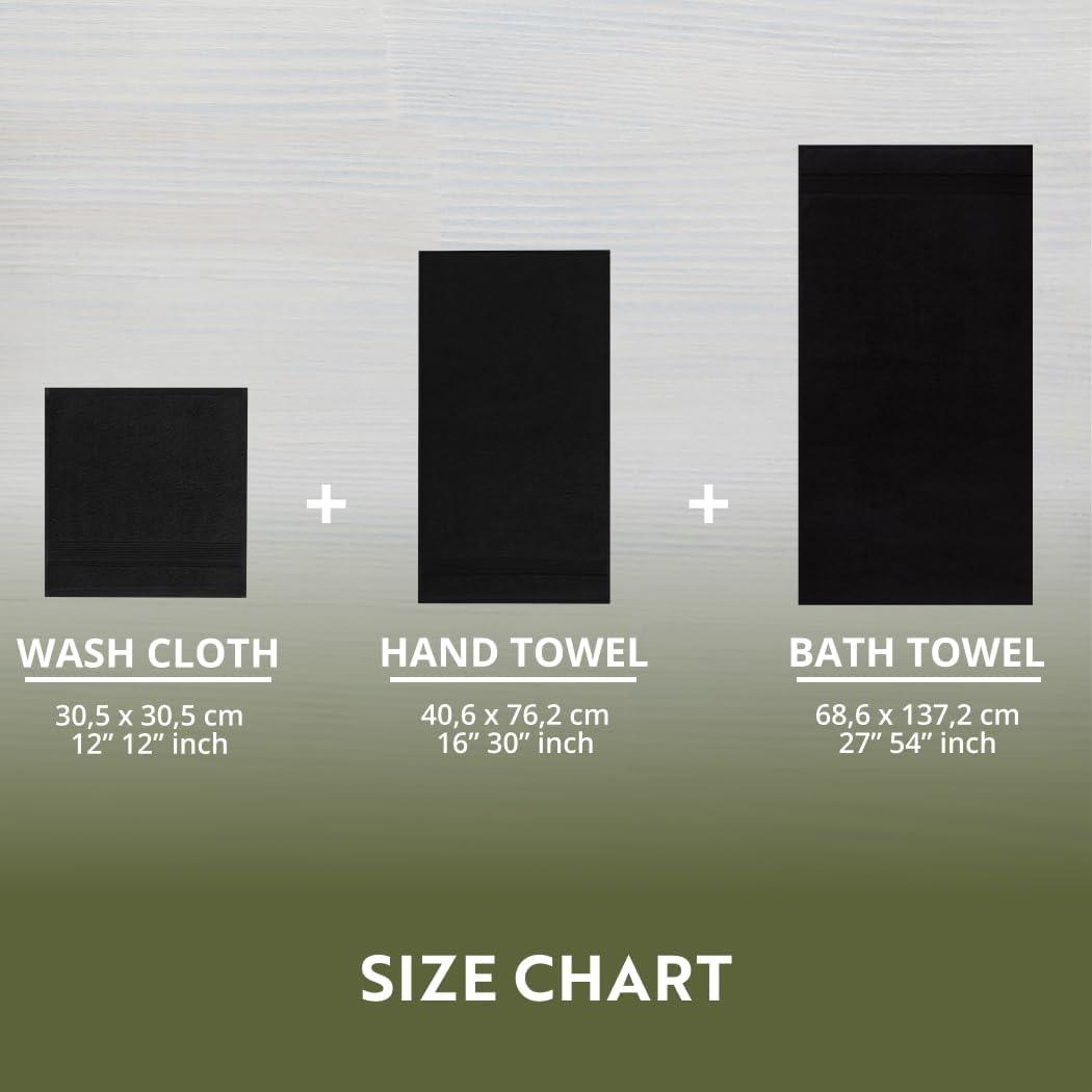 Hotel Quality Turkish Towel Set for Bathroom (6 Pcs Towel Set), Black