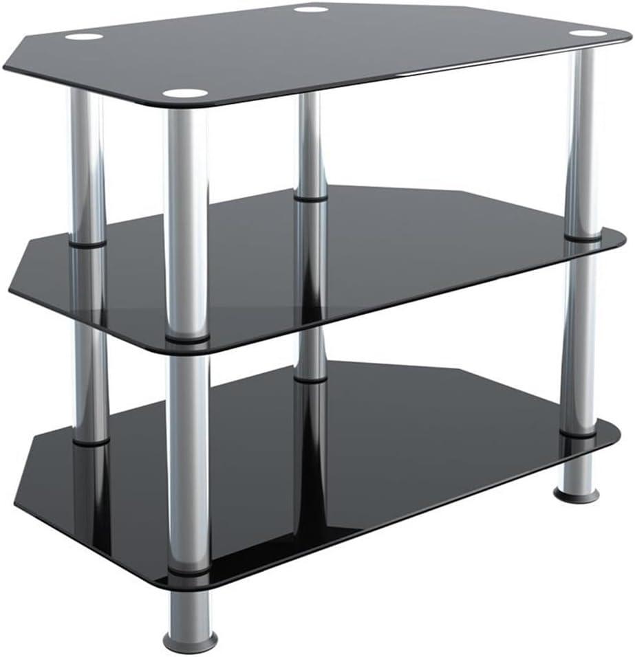 AVF Classic SDC600-A - Stand - corner - for TV / AV System - stainless steel, tempered glass - black glass, chrome effect - screen size: 12"-32" - floor-standing