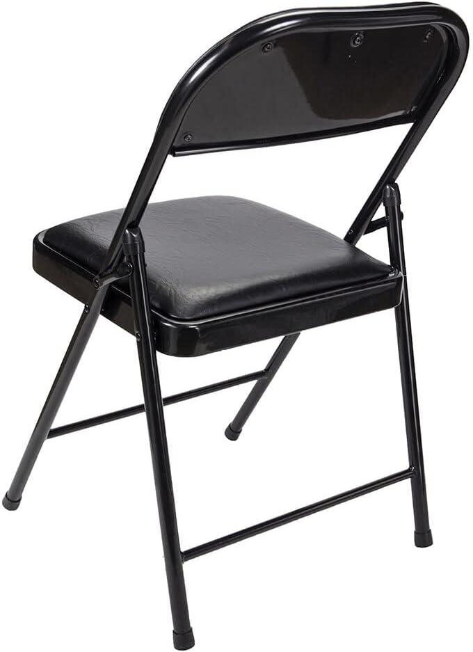 2 Pack Metal Folding Chairs with Padded Seat and Back, for Home and Office, Indoor and Outdoor Events Party Wedding, Black