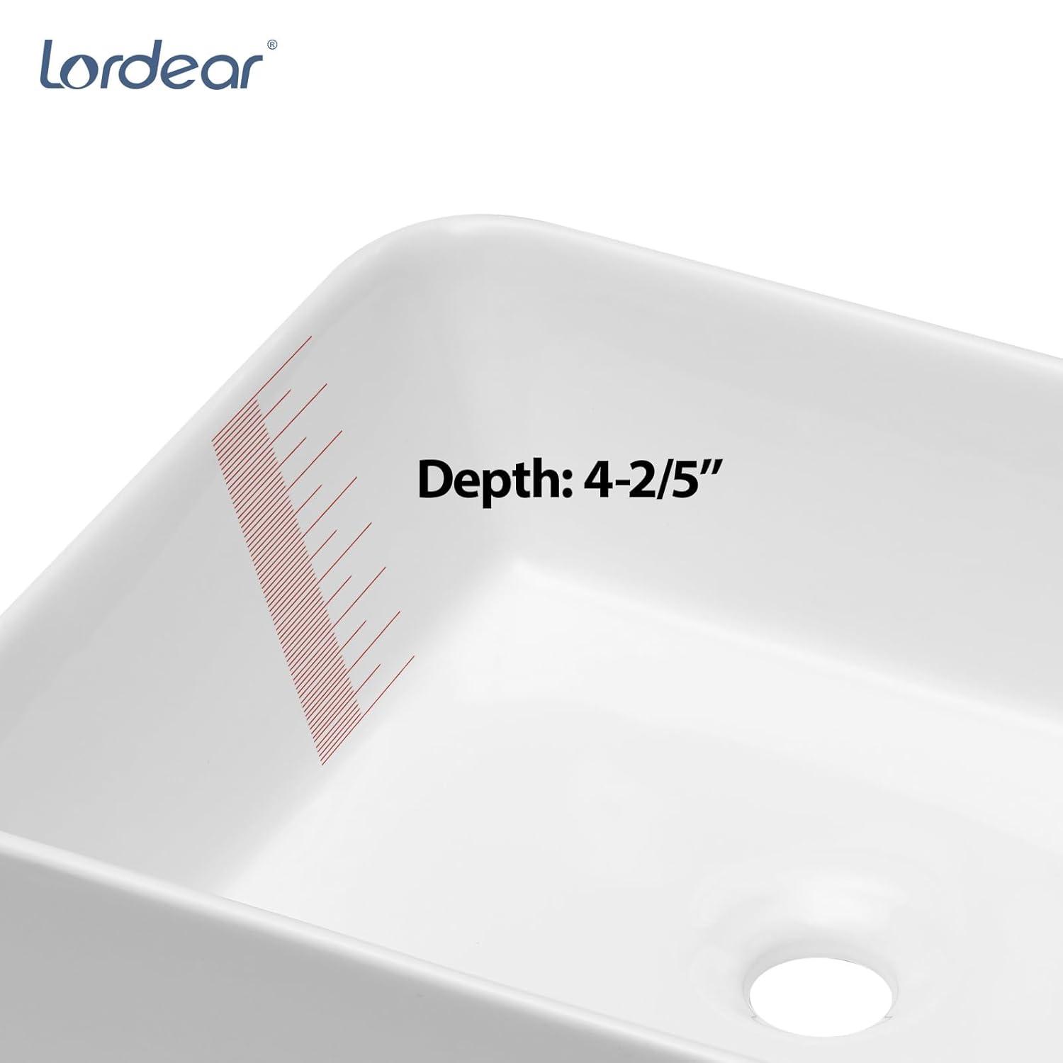 Kichae 19"X15" Glossy Ceramic Rectangular Vessel Bathroom Sink with Faucet KEP18001-MB