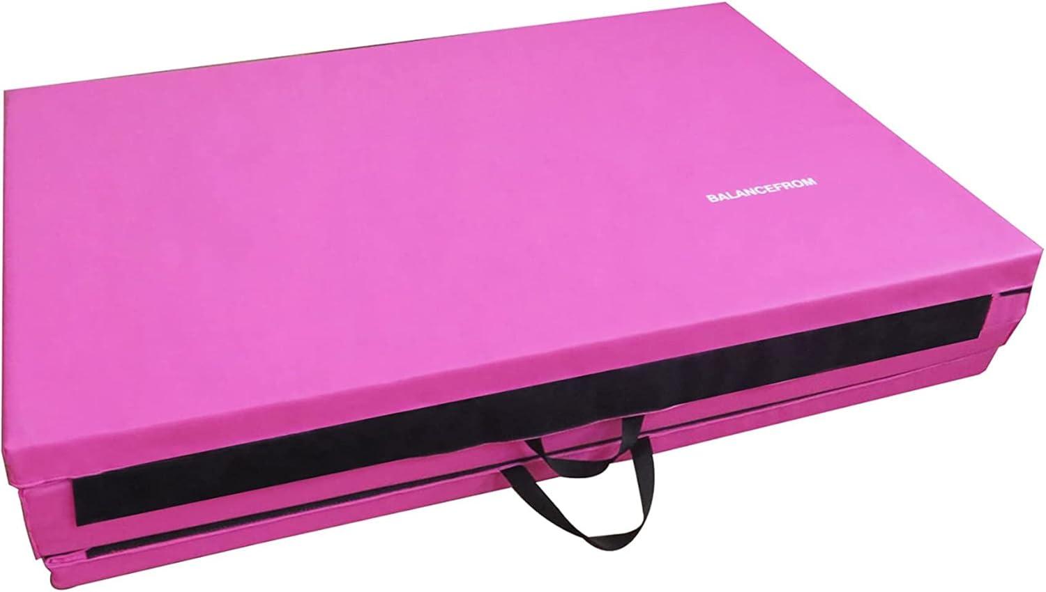 BalanceFrom All Purpose 4'x10'x2" Extra Thick High Density Anti Tear Gymnastics Gym Folding Exercise Aerobics Mats, Pink