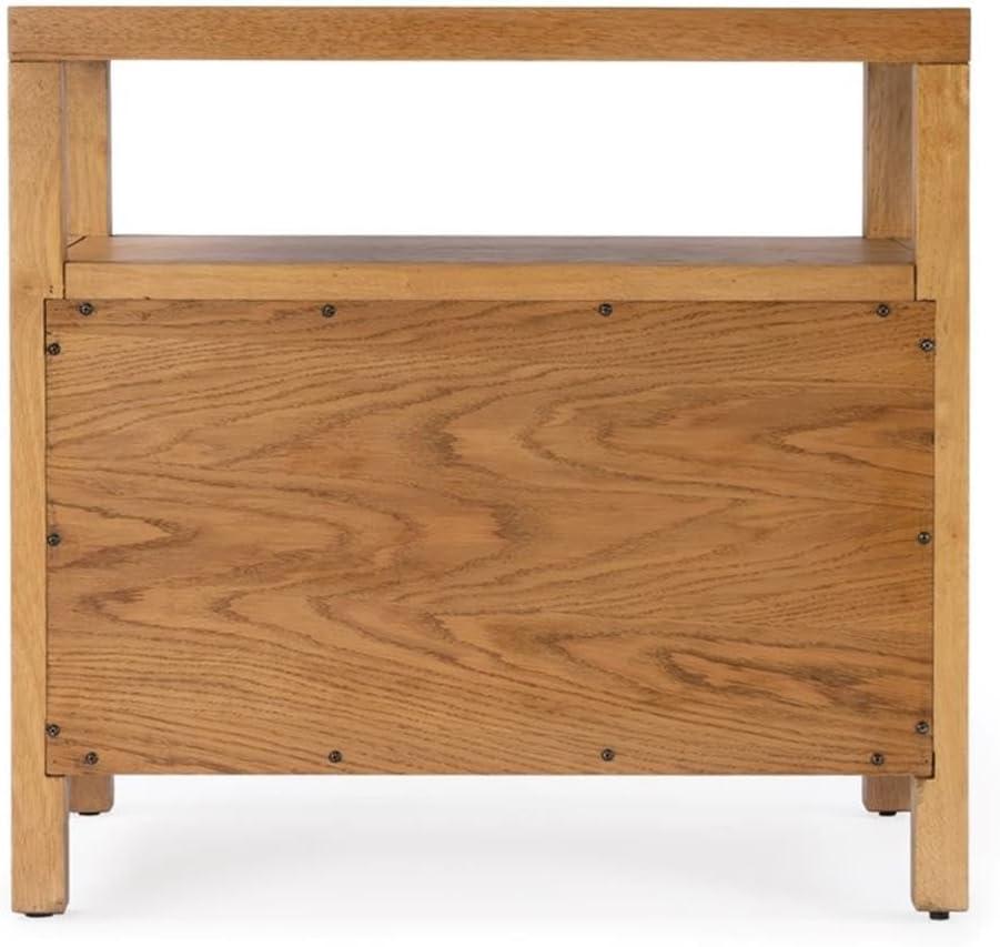 Natural Acacia Wood 2-Drawer Nightstand with Open Shelf