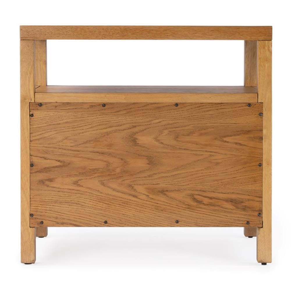 Natural Acacia Wood 2-Drawer Nightstand with Open Shelf
