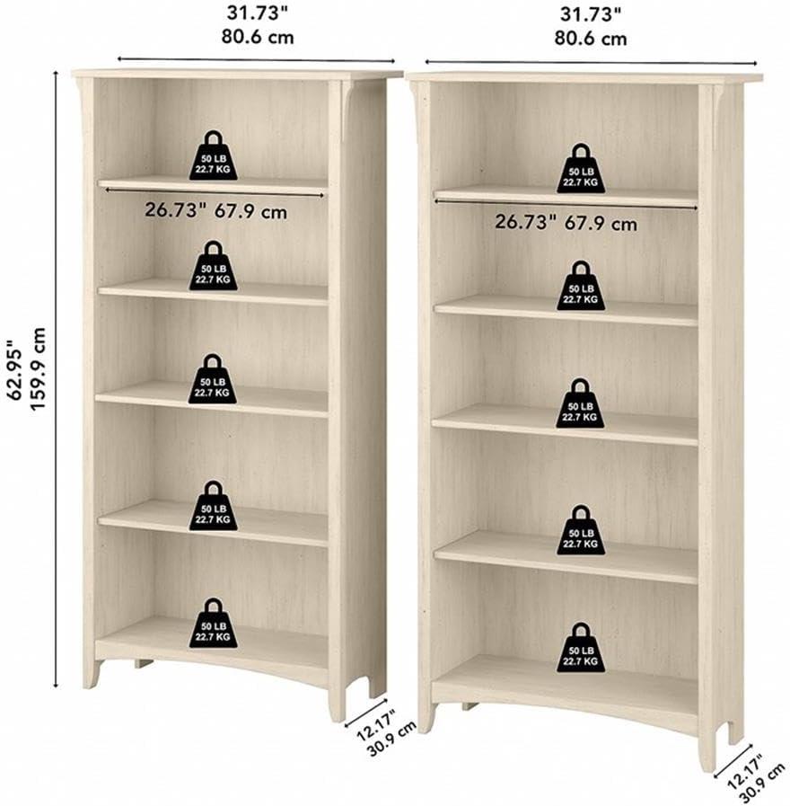 Khadesha Tall 5 Shelf Bookcase - Set Of 2