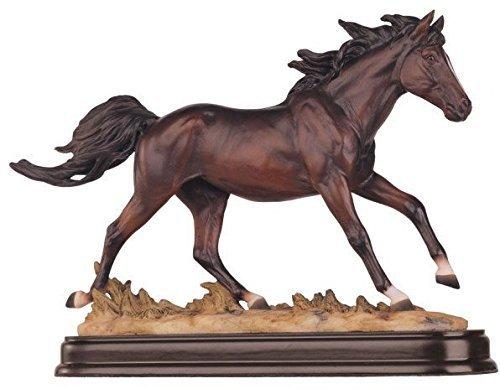 Brown Polyresin Horse Figurine with Detailed Base