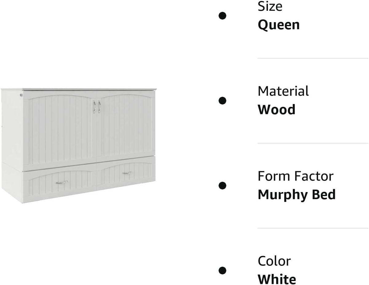 Southampton Queen White Murphy Bed Chest with Charging Station