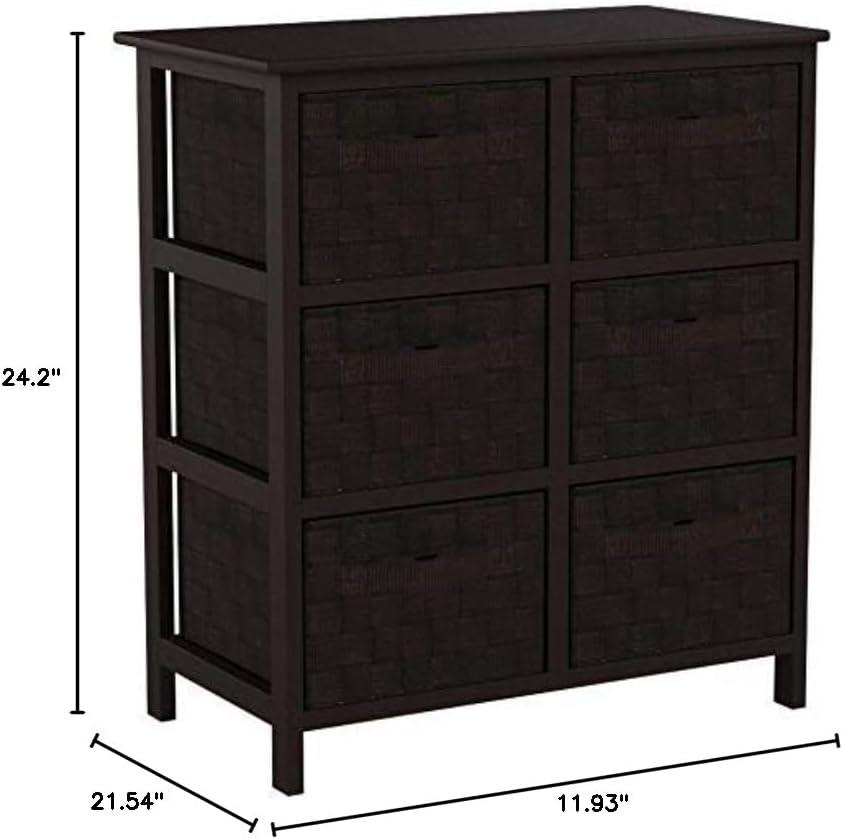 Espresso Woven 6-Drawer Storage Chest with Deep Drawers