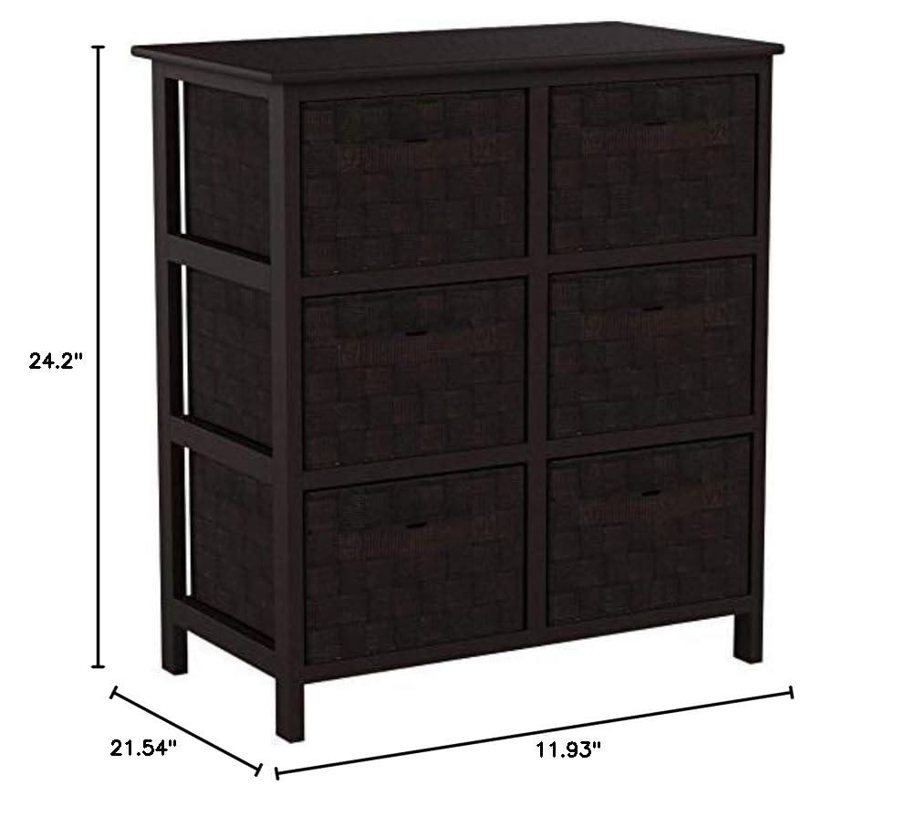 Honey-Can-Do Wood and Polypropylene Woven 6-Drawer Storage Chest, Brown