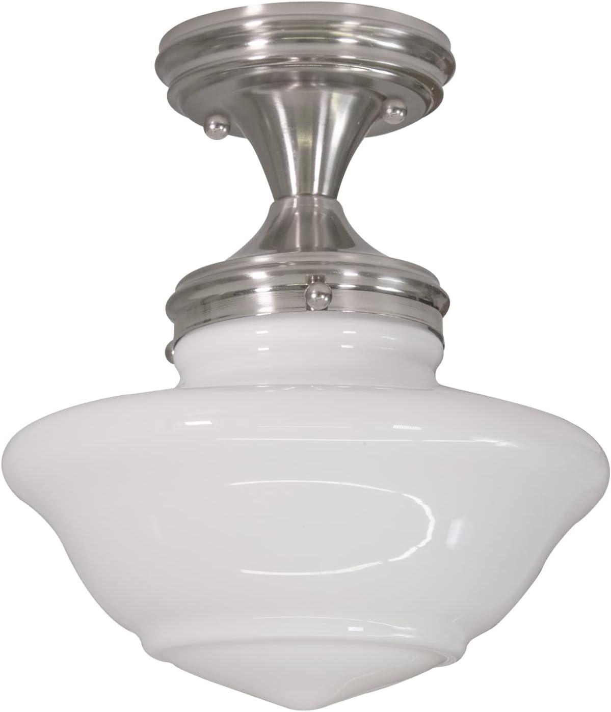 Satin Nickel Glass Semi Flush Mount Ceiling Light