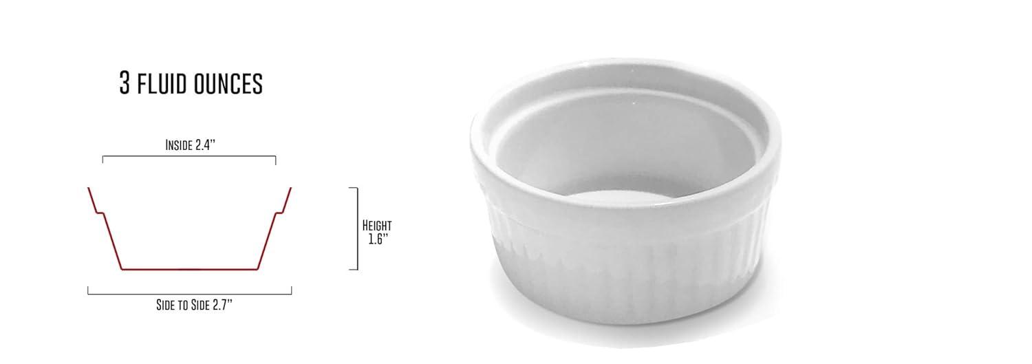 Furmaware Furmaware 3 oz White Ceramic Round Ramekins (Set of 6)