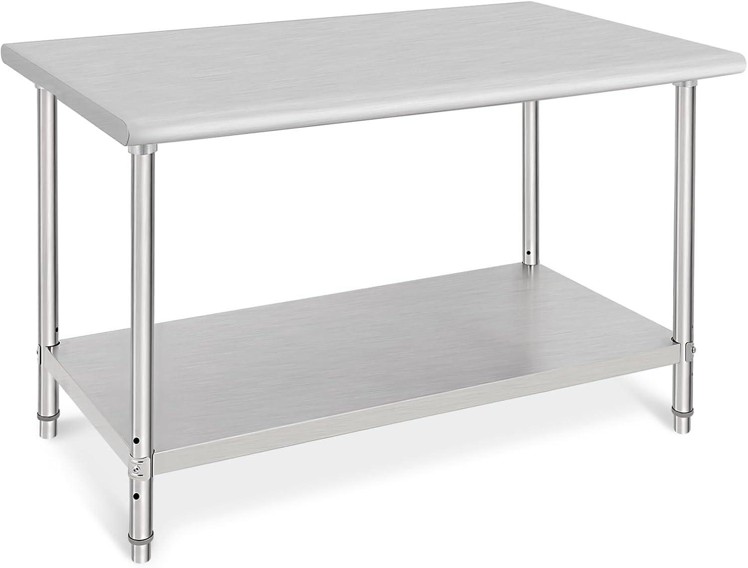 babevy Stainless Steel Table Commercial Work Table,NSF Three Layer Workbench Heavy Duty Prep Worktable