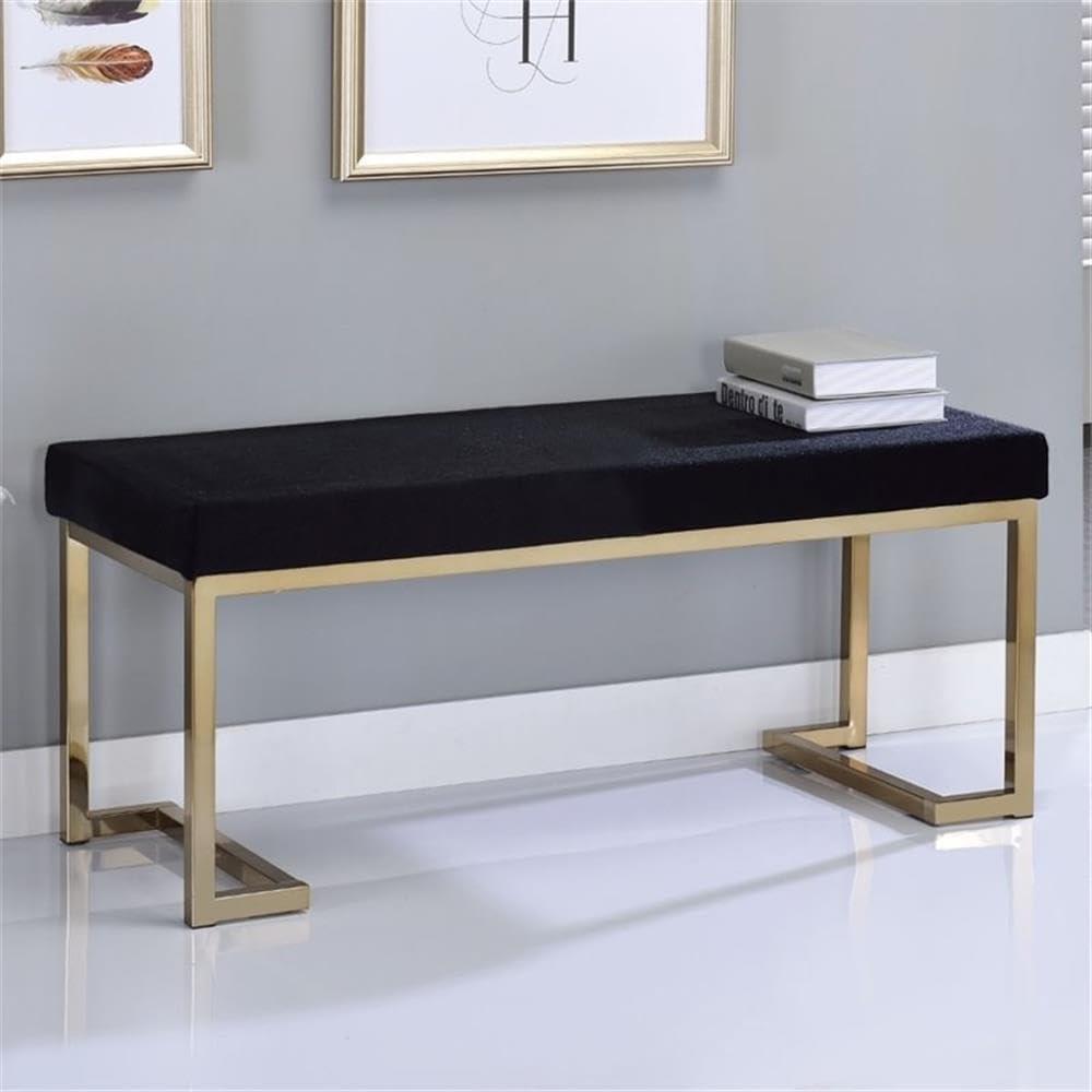 Black Polyester Bench with Champagne Gold Metal Base