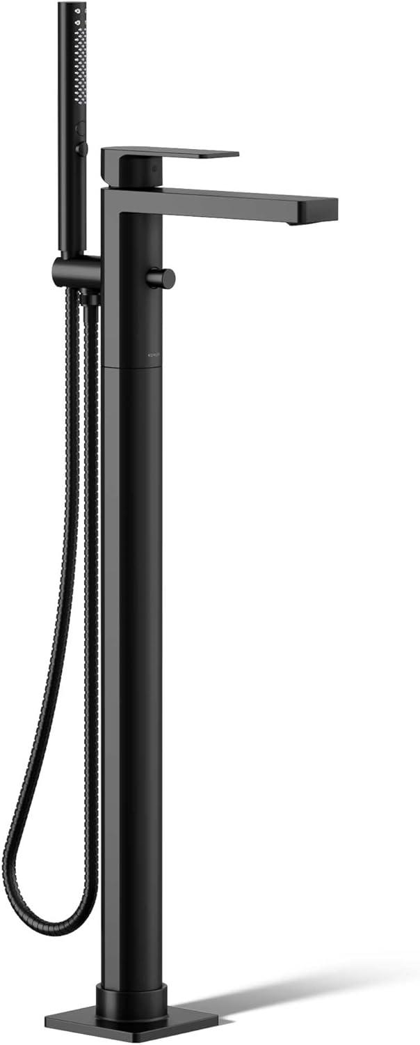 Parallel Floor-Mount Bath Filler Trim With Handshower