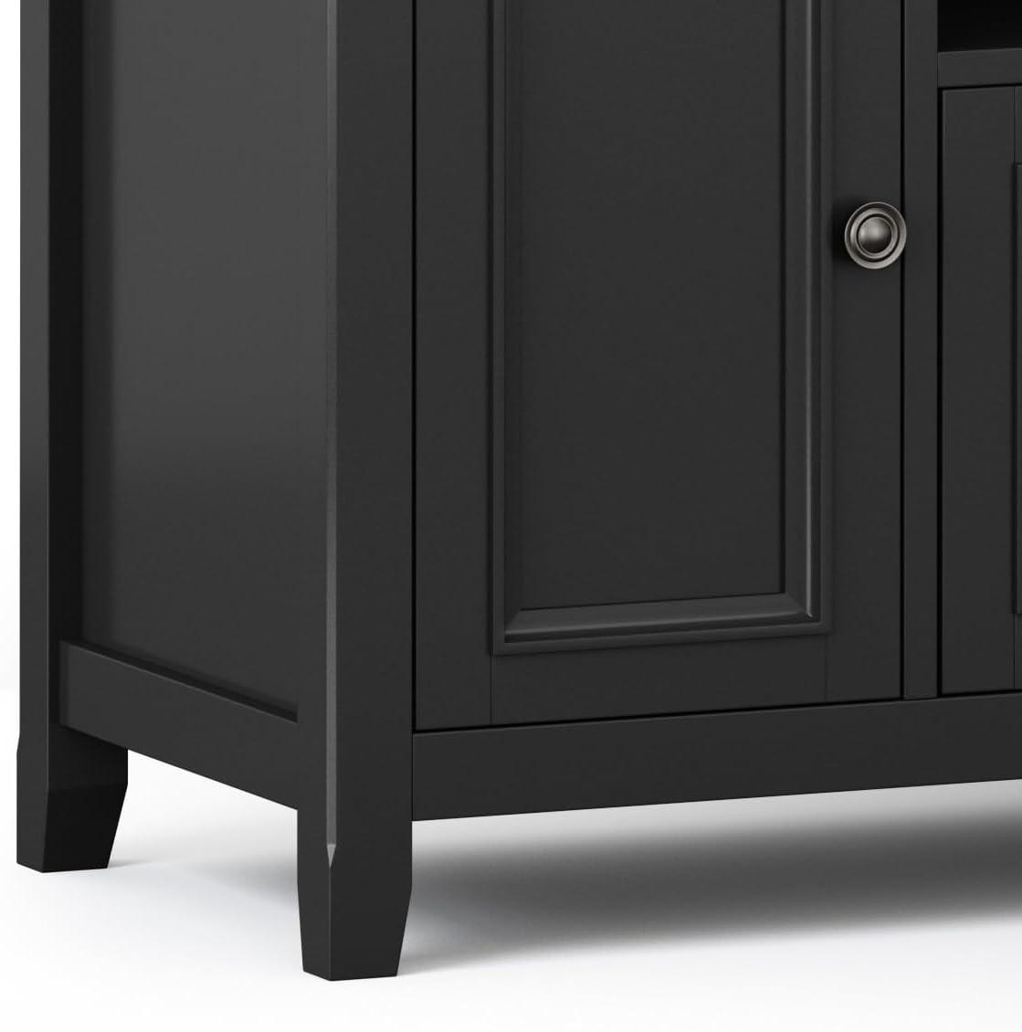 Amherst Black Solid Wood 72" TV Media Stand with Cabinets