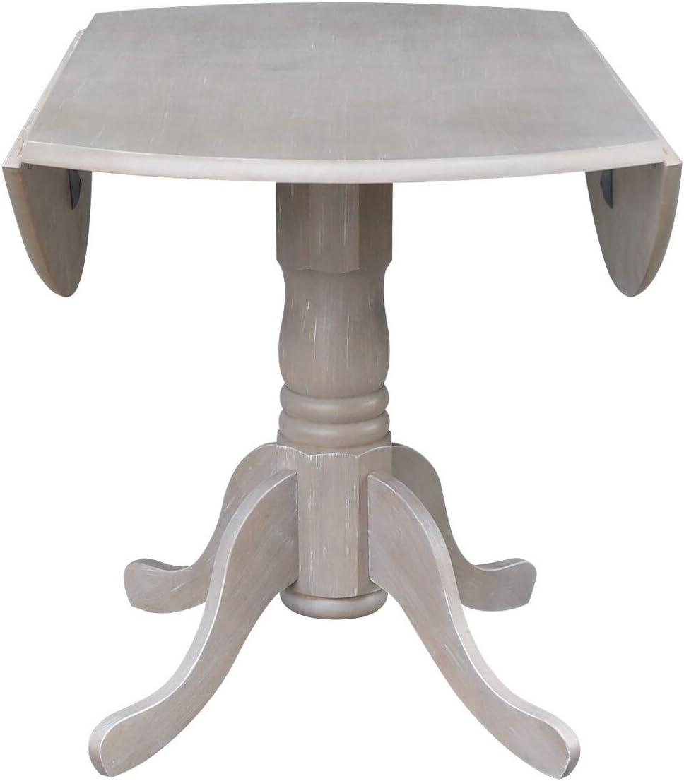 42" Mason Round Dual Drop Leaf Extendable Dining Table - International Concepts: Seats 4, Pedestal Base