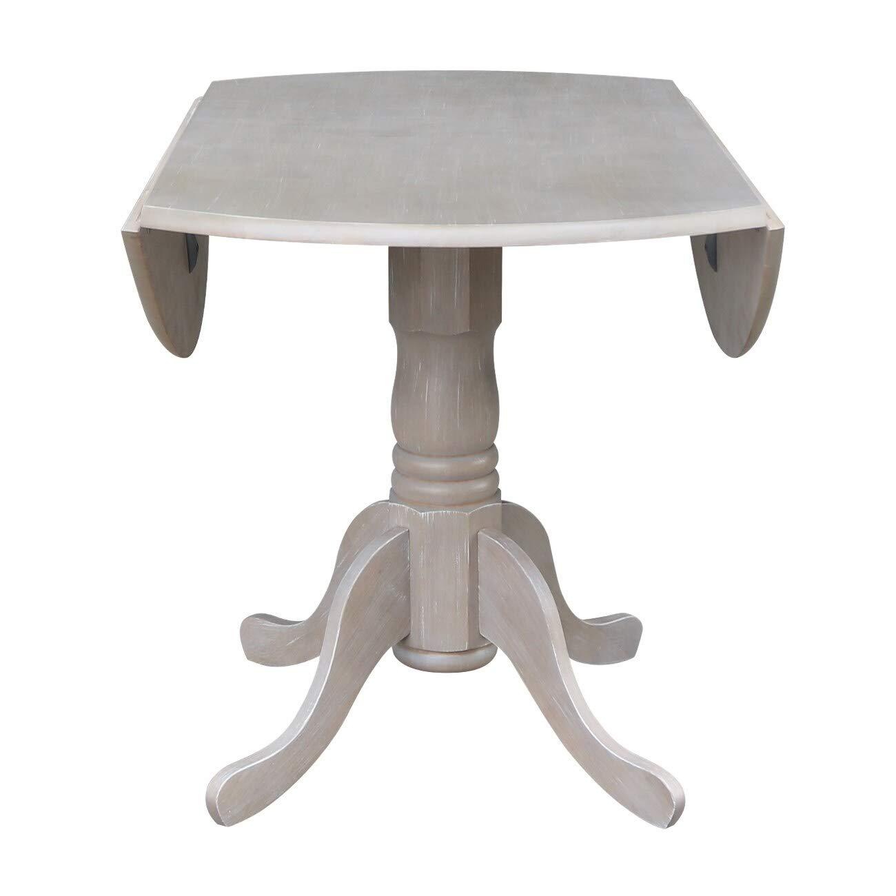 42" Mason Round Dual Drop Leaf Extendable Dining Table - International Concepts: Seats 4, Pedestal Base