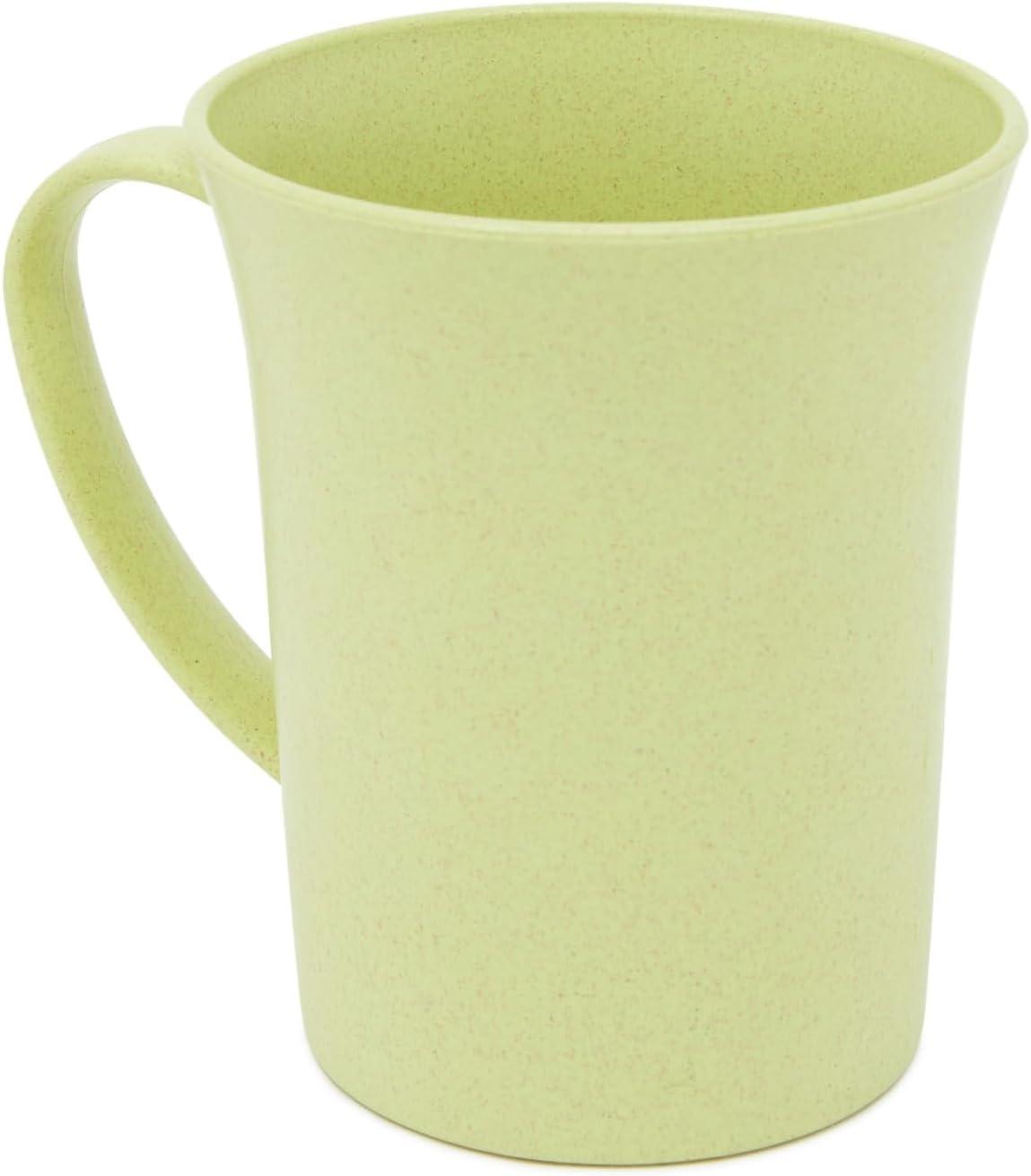 Wheat Straw Mugs with Handle, Set of 6 Unbreakable Plastic Coffee Cups (3 Colors, 11 oz)