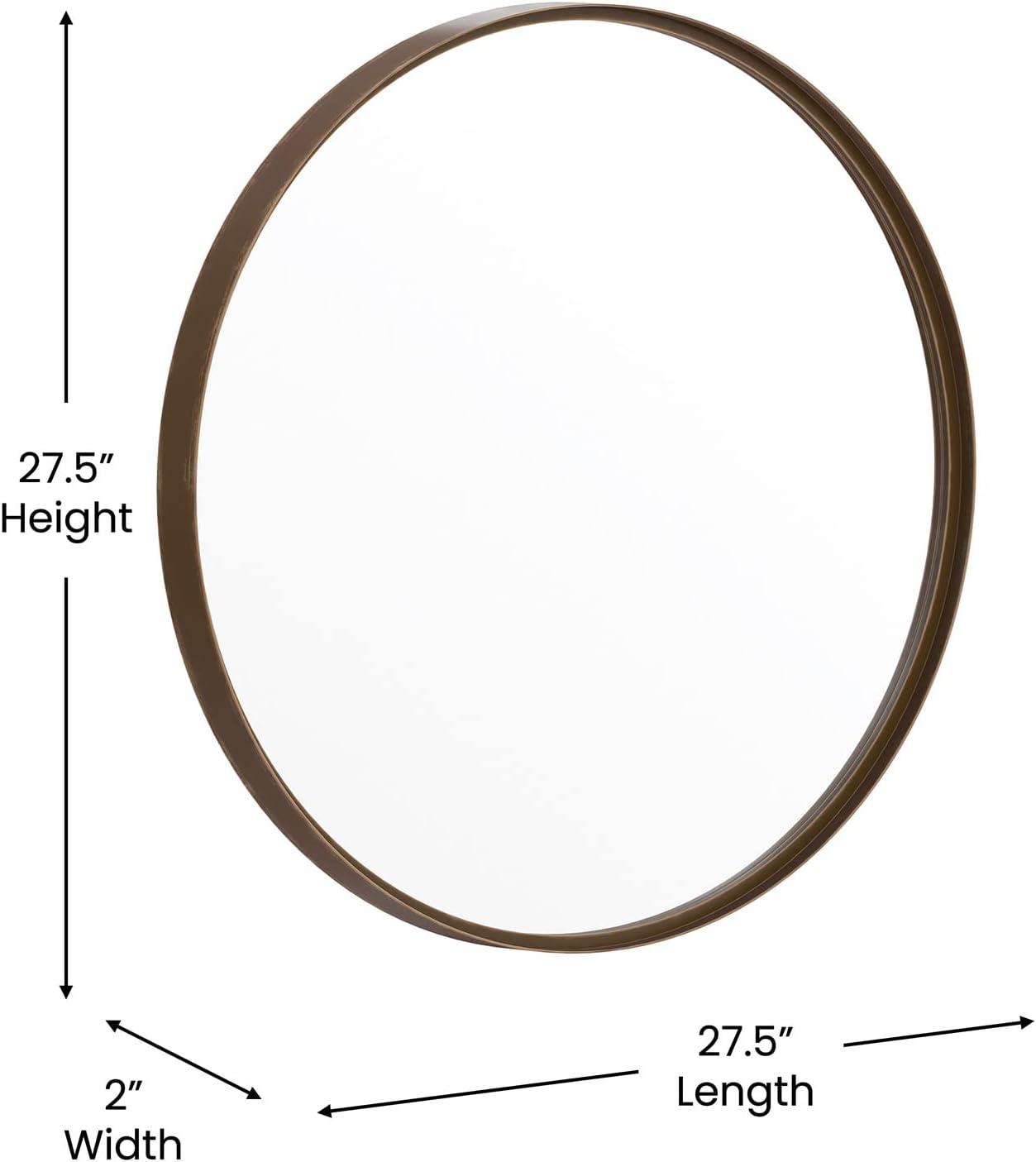 Flash Furniture Jennifer 27.5" x 27.5" Brushed Bronze Modern Wall Mounted Mirror