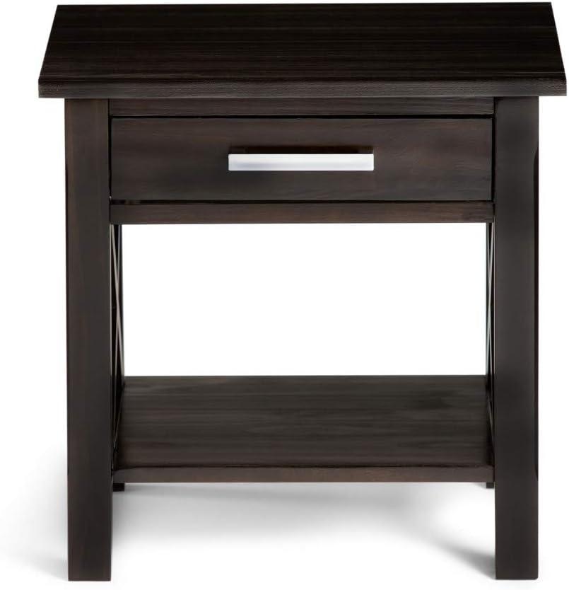 Simpli Home Kitchener 21"W Solid Mango Wood Square End Table with Storage Drawer