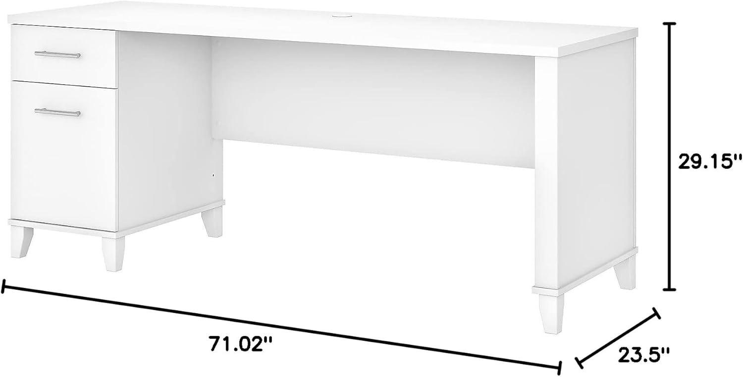Bush Furniture Somerset 72" Single Pedestal Desk, White