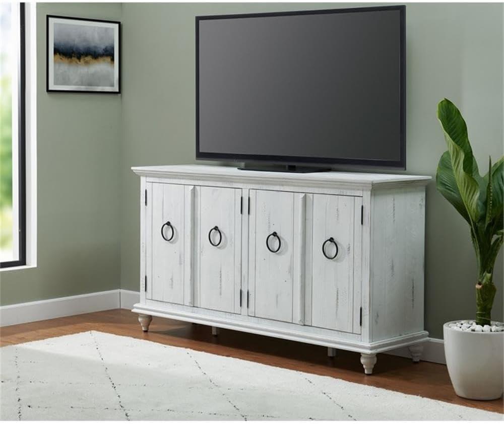 Martin Svensson Home Garden District Rustic White Solid Wood 65" TV Stand