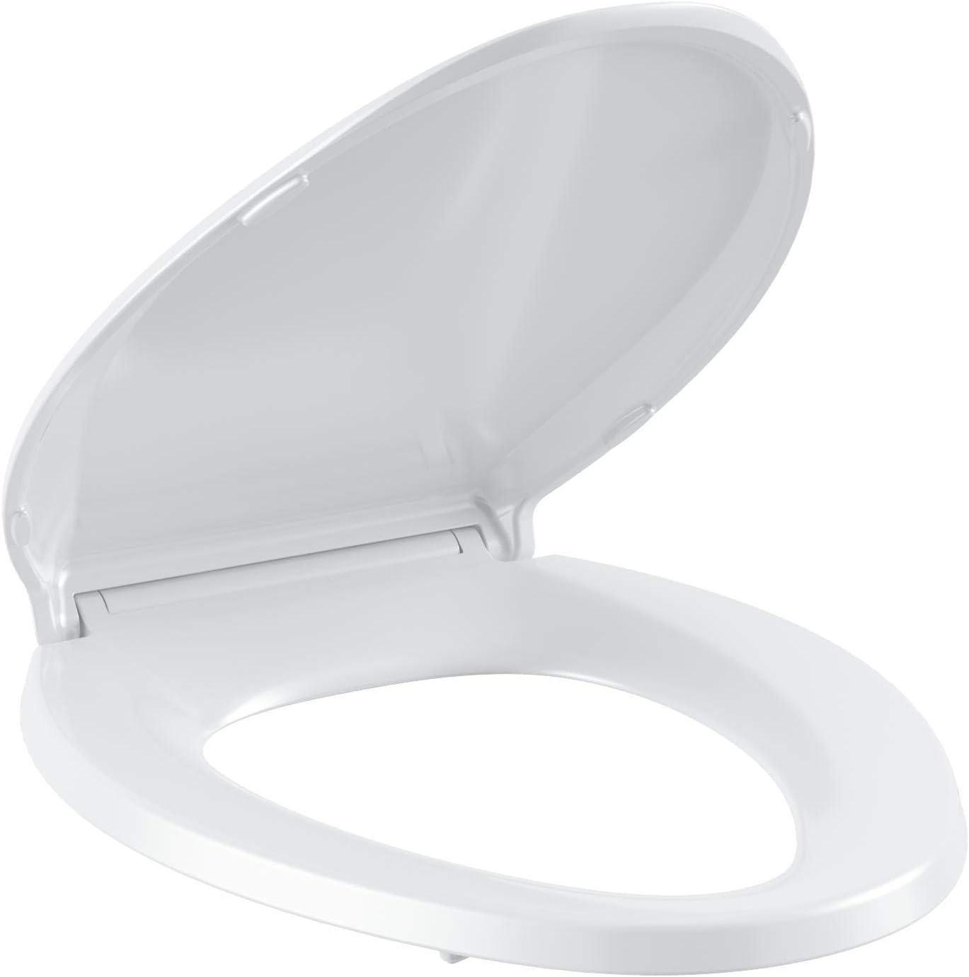 KOHLER 4636-RL-0 Cachet ReadyLatch Elongated Toilet Seat, Quiet-Close Lid and Seat, Countoured Seat, Grip-Tight Bumpers and Installation Hardware, White