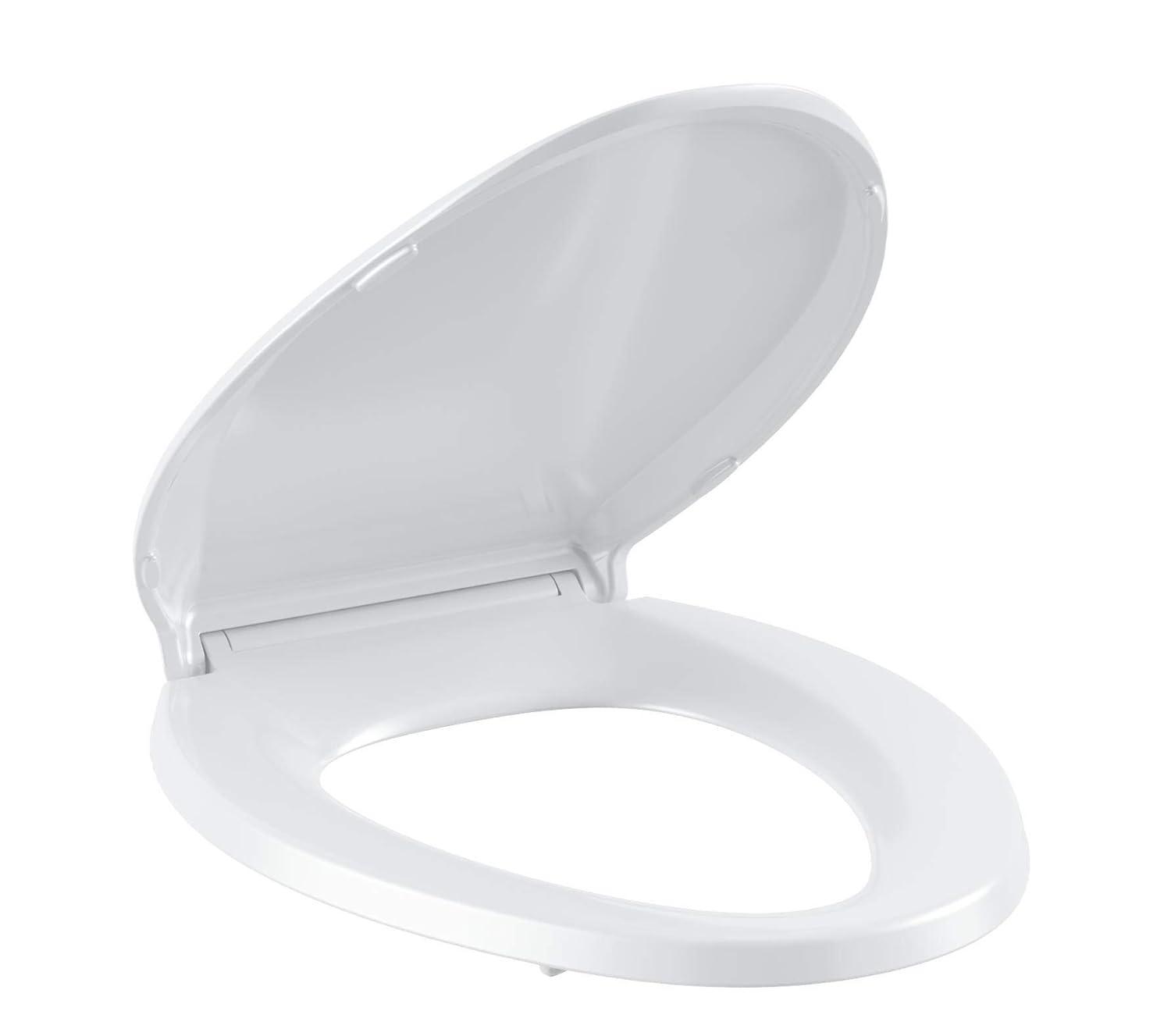 KOHLER 4636-RL-0 Cachet ReadyLatch Elongated Toilet Seat, Quiet-Close Lid and Seat, Countoured Seat, Grip-Tight Bumpers and Installation Hardware, White