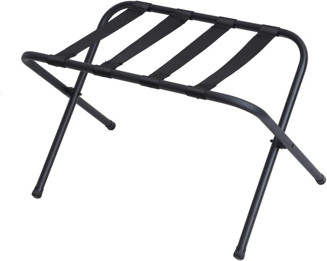 Black Metal Folding Luggage Rack with Nylon Straps