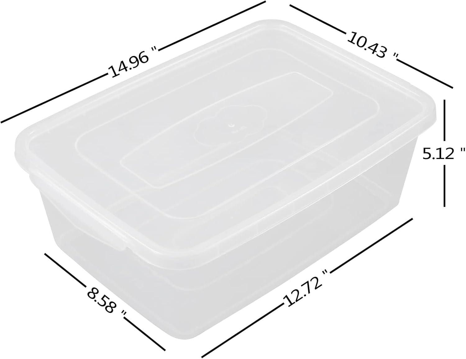 Clear Stackable Plastic Lidded Storage Boxes, 14 Quarts, 4-Pack