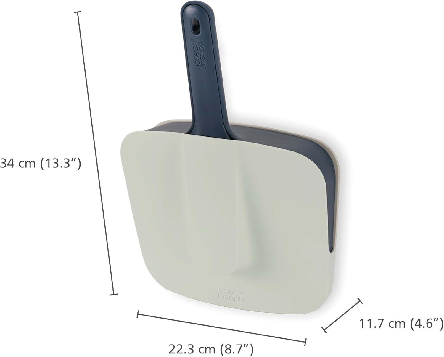 Blue Plastic Wall-Mounted Dustpan and Brush Set