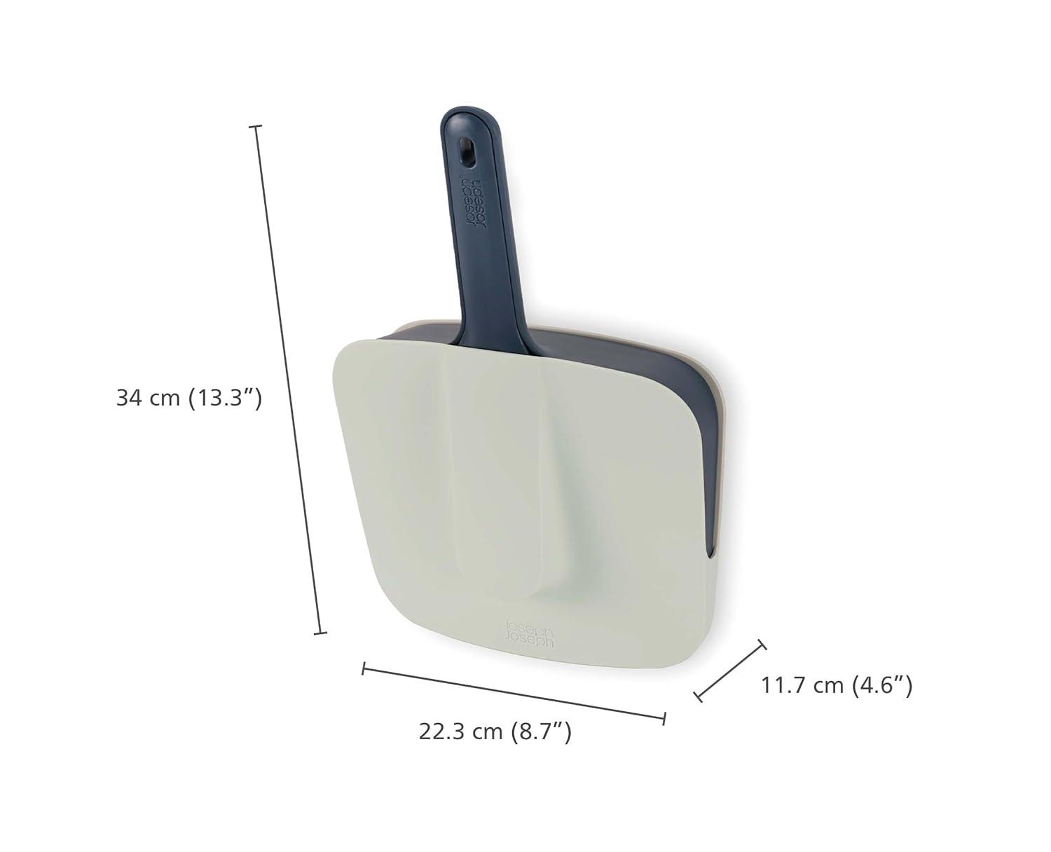 Blue Plastic Wall-Mounted Dustpan and Brush Set