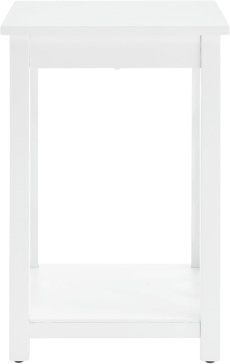 Alaterre Furniture Coventry Wood End Table with Tray and Bottom Shelf, Modern Accent Furniture, White