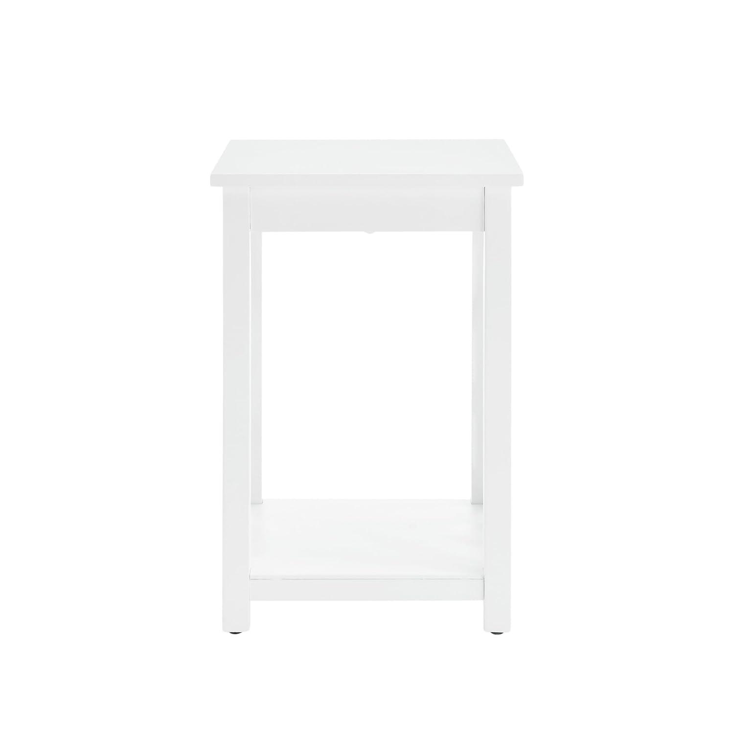 Alaterre Furniture Coventry Wood End Table with Tray and Bottom Shelf, Modern Accent Furniture, White
