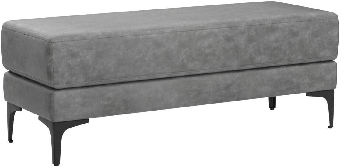 Elise Transitional 48" Black and Grey Faux Leather Bench