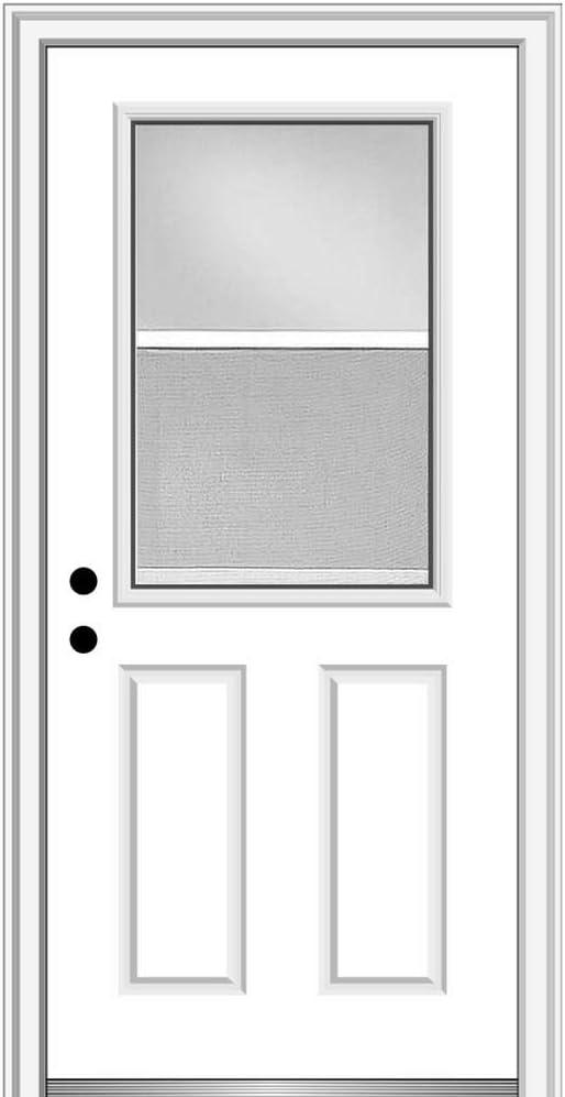 White Primed Fiberglass 2-Panel Screen Door with Clear Glass