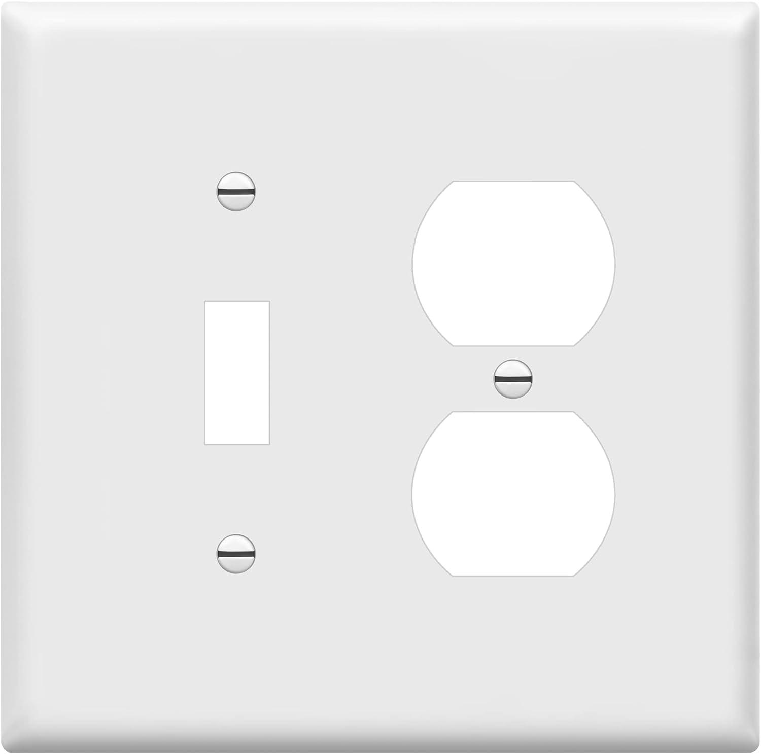 White Glossy Polycarbonate 2-Gang Toggle Switch Wall Plate