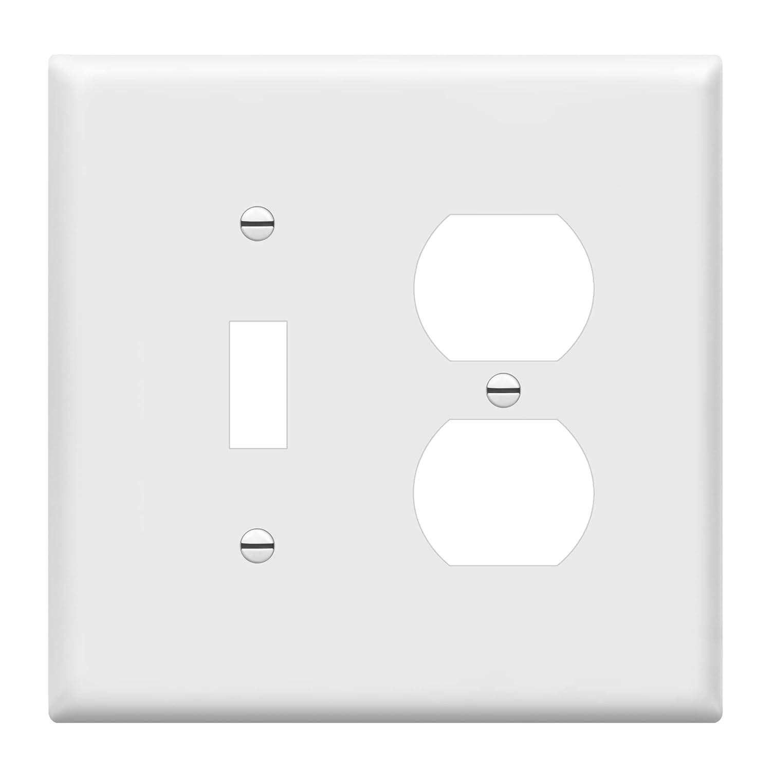 White Glossy Polycarbonate 2-Gang Toggle Switch Wall Plate