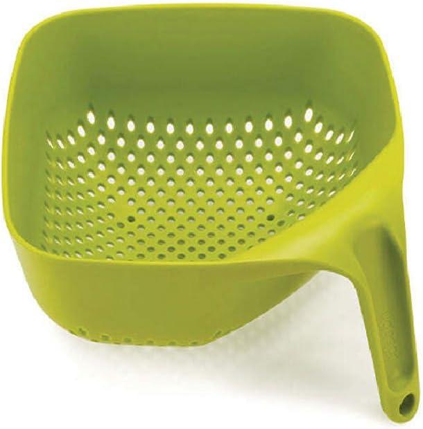 Joseph Joseph Square Colander Stack-able with Easy-Pour Corners and Vertical Handle, Medium - Green