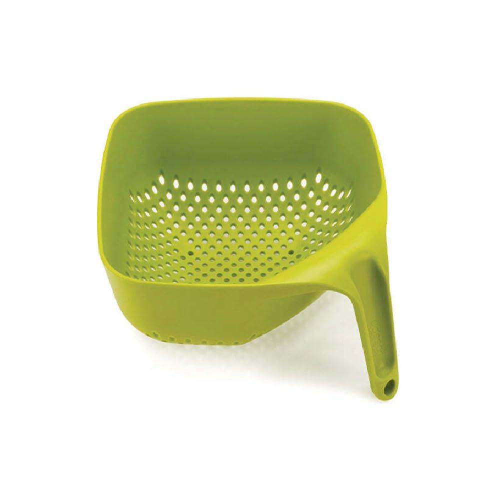Joseph Joseph Square Colander Stack-able with Easy-Pour Corners and Vertical Handle, Medium - Green
