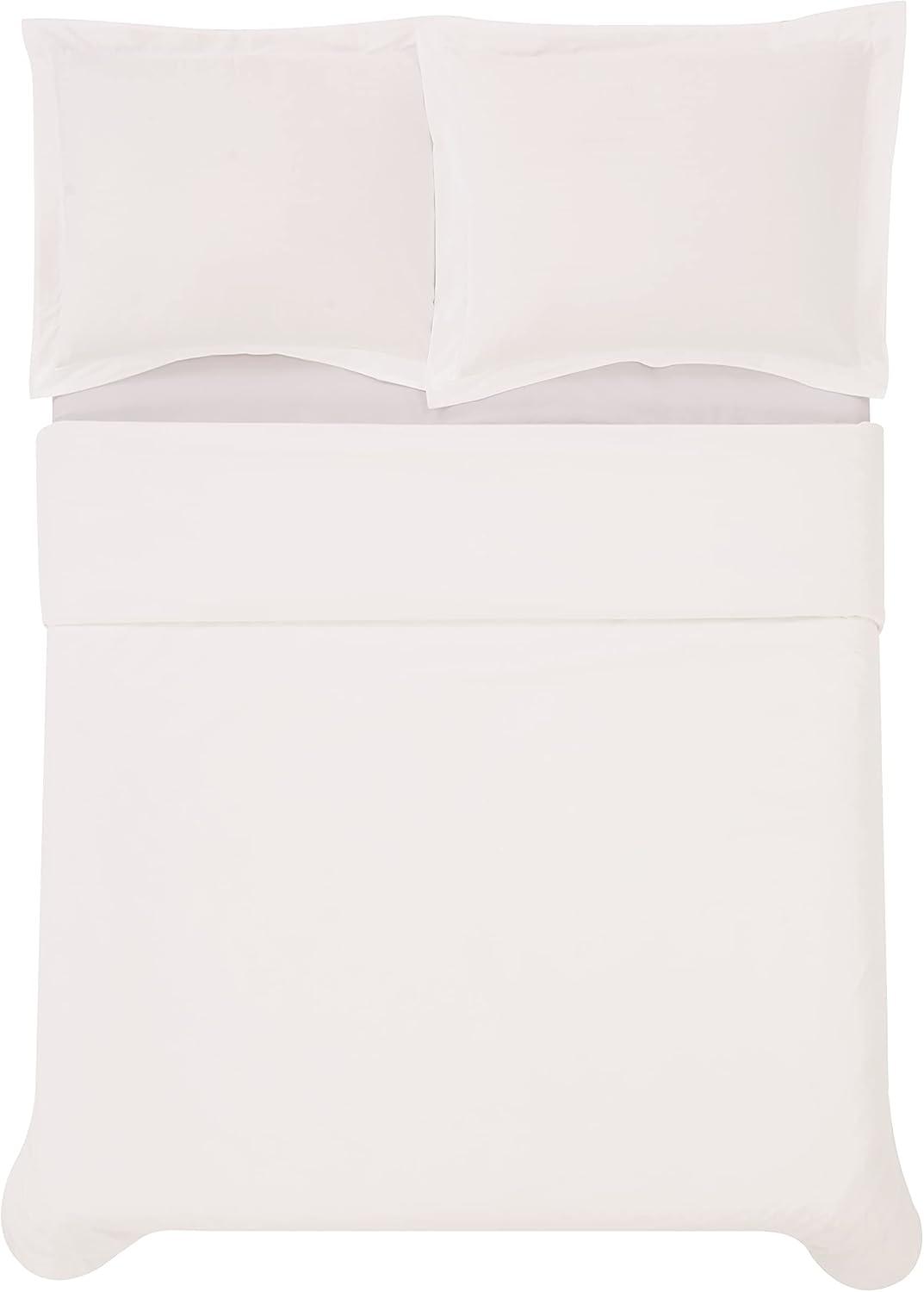 Cannon Twin XL 3pc Solid Percale Sheet Set White: 100% Cotton, 200 Thread Count, Includes Pillowcase