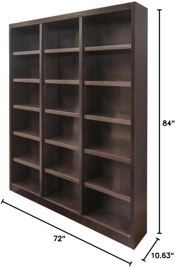 Winston Porter Aliette Triple Wide Wood Bookcase, 18 Bookshelf, 84 inch Tall Storage and Display Bookshelf for Home Office and Living Room