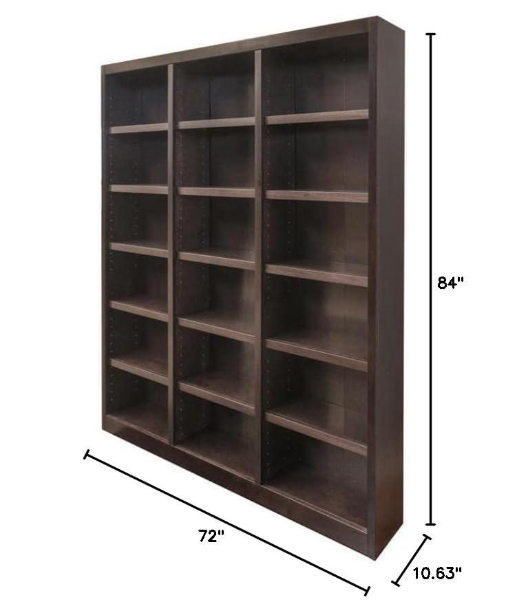 Winston Porter Aliette Triple Wide Wood Bookcase, 18 Bookshelf, 84 inch Tall Storage and Display Bookshelf for Home Office and Living Room