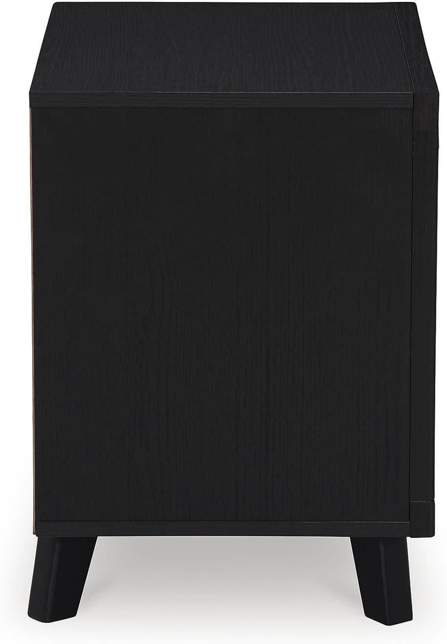 Black Modern 2-Drawer Nightstand with Wireless Charging