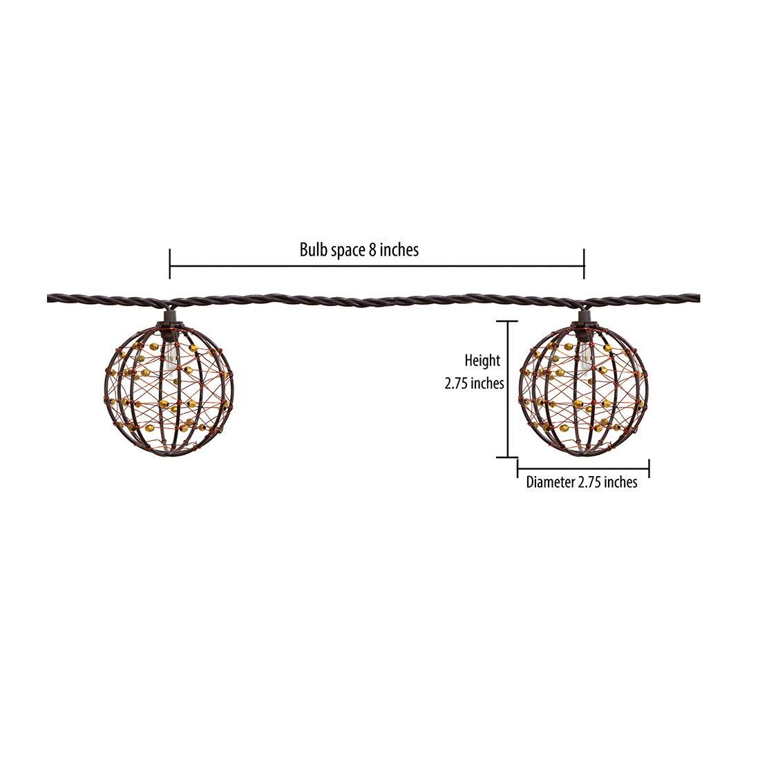 ZHONGXIN Outdoor Patio String Lights, 10 Mini Bulbs with Beaded Copper Wire Ball Style, UL Listed Connectable Weather-Resistant Indoor/Outdoor Decor Light for Home Pergola Garden Party Backyard …