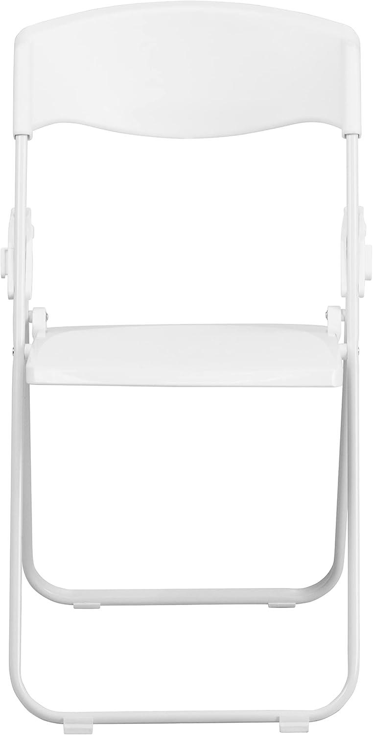 Flash Furniture 2 Pack HERCULES Series 500 lb. Capacity Heavy Duty White Plastic Folding Chair with Built-in Ganging Brackets